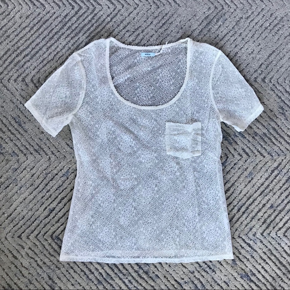 Kimchi Blue White Lace Short Sleeve Top